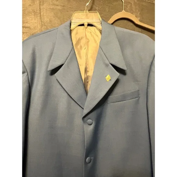 Stacy Adams 44L Sky Blue Suit Super 100's 2 Piece Modern Wide Lapel Jacket